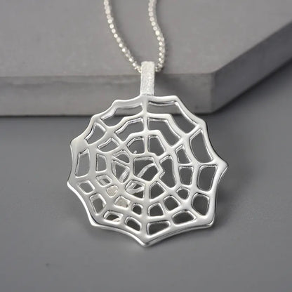Silver Spiderweb Pendant For Women & Girls
