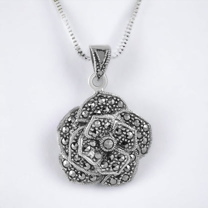 Oxidized Rose Flower Pendant For Women & Girls