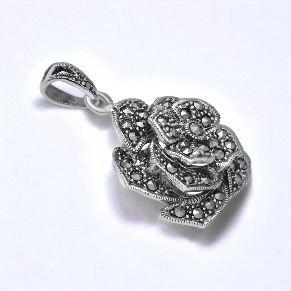Moon Tarnish Oxidized Rose Flower Pendant For Women & Girls(Without Chain)