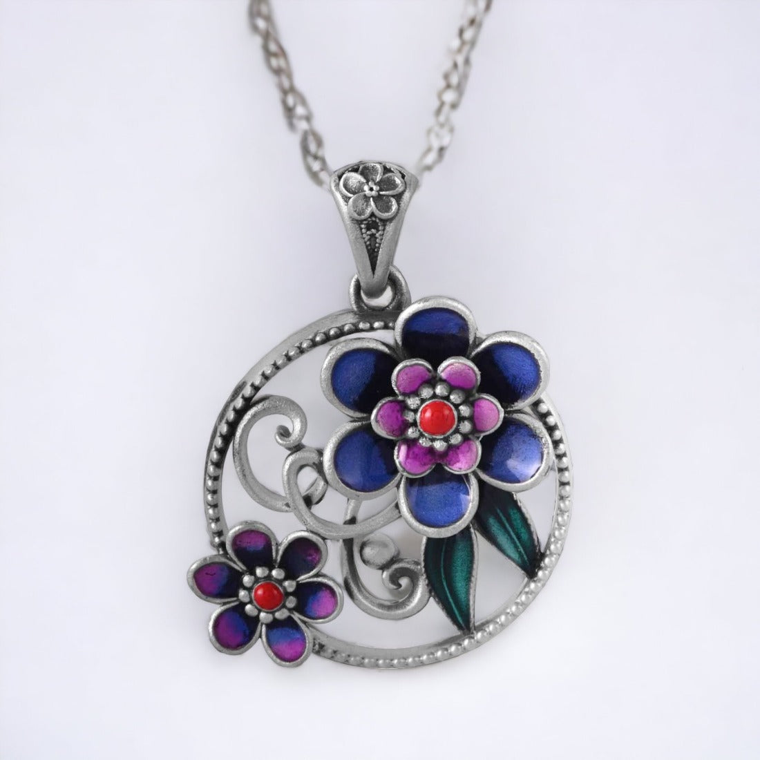 Moon Tarnish Oxidized Mina-Kari Blue Oxidized Pendant For Women & Girls(Without Chain)