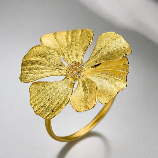 Golden Pansy Ring For Women & Girls