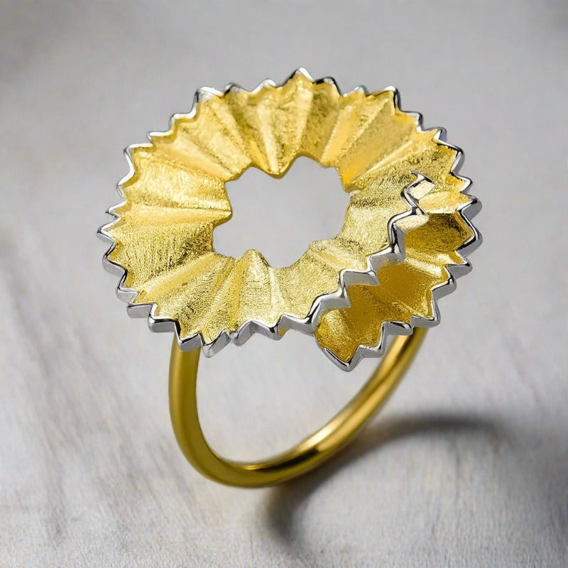 Golden Pencil Shave Ring For Women & Girls