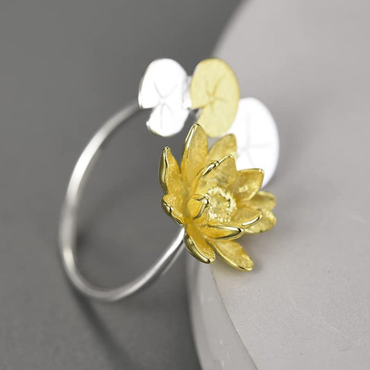 Lotus with Leaves Ring For Women & Girls