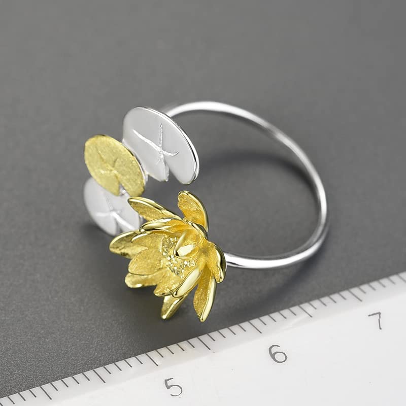 Lotus with Leaves Ring For Women & Girls