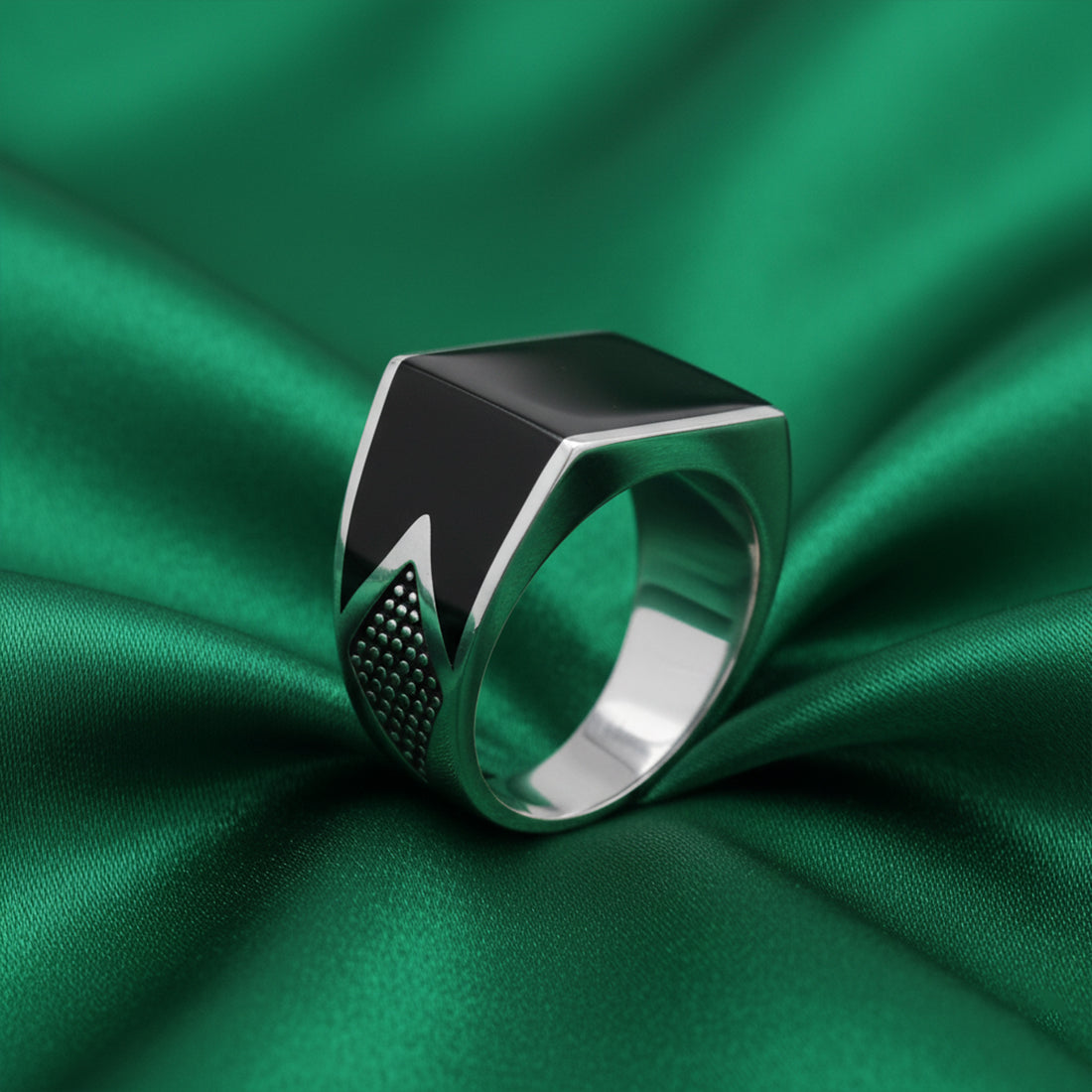 Sterling Silver EterKnight Black Top Statement Ring for Men