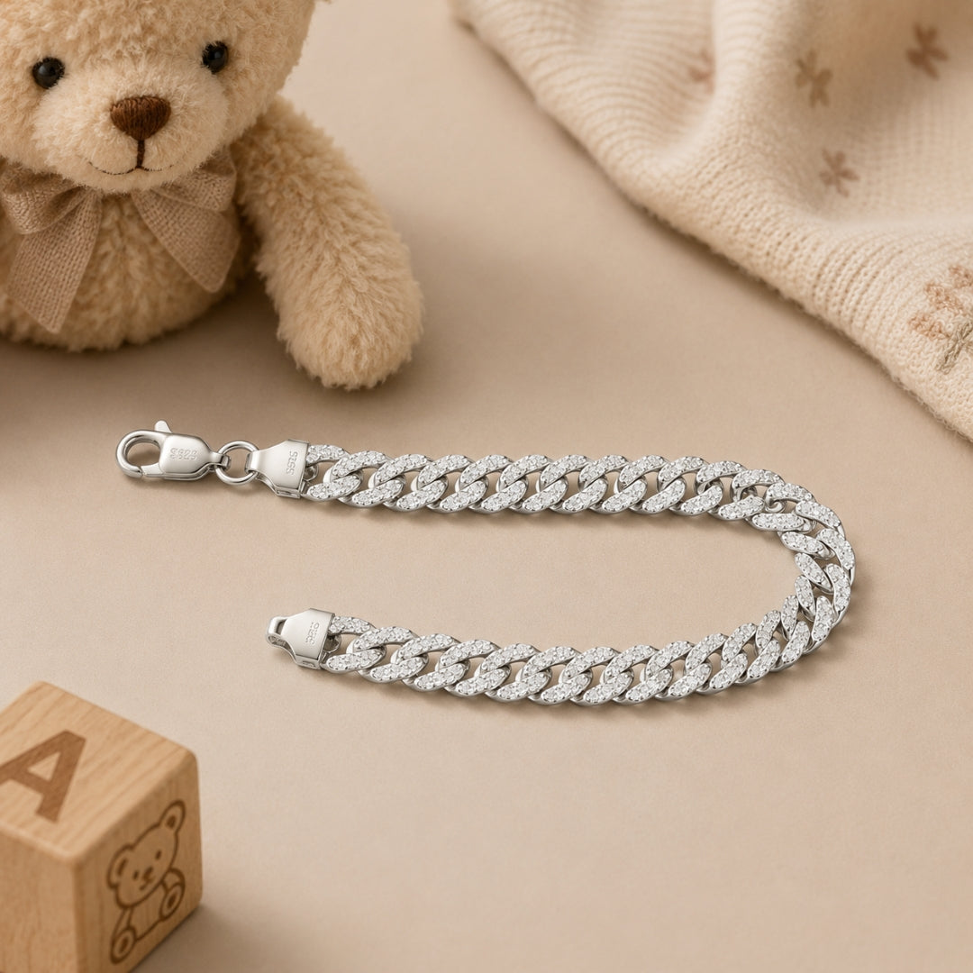 Sterling Silver Cuban Link Bracelet for Kids