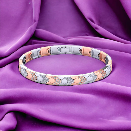 Sterling Silver Dual tone Stone Bracelet for Women and Girls