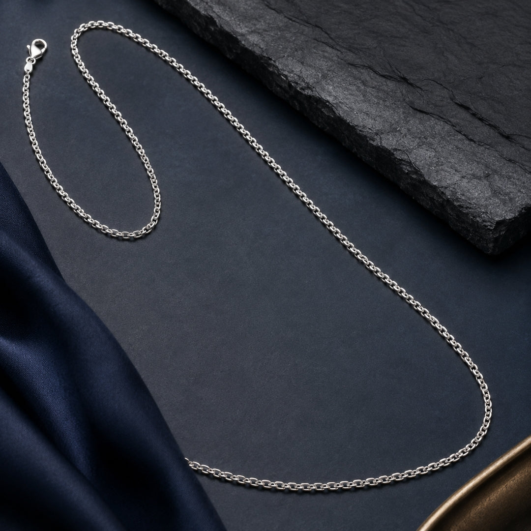 Sterling Silver Oval Cable Link Chain for Men and Women