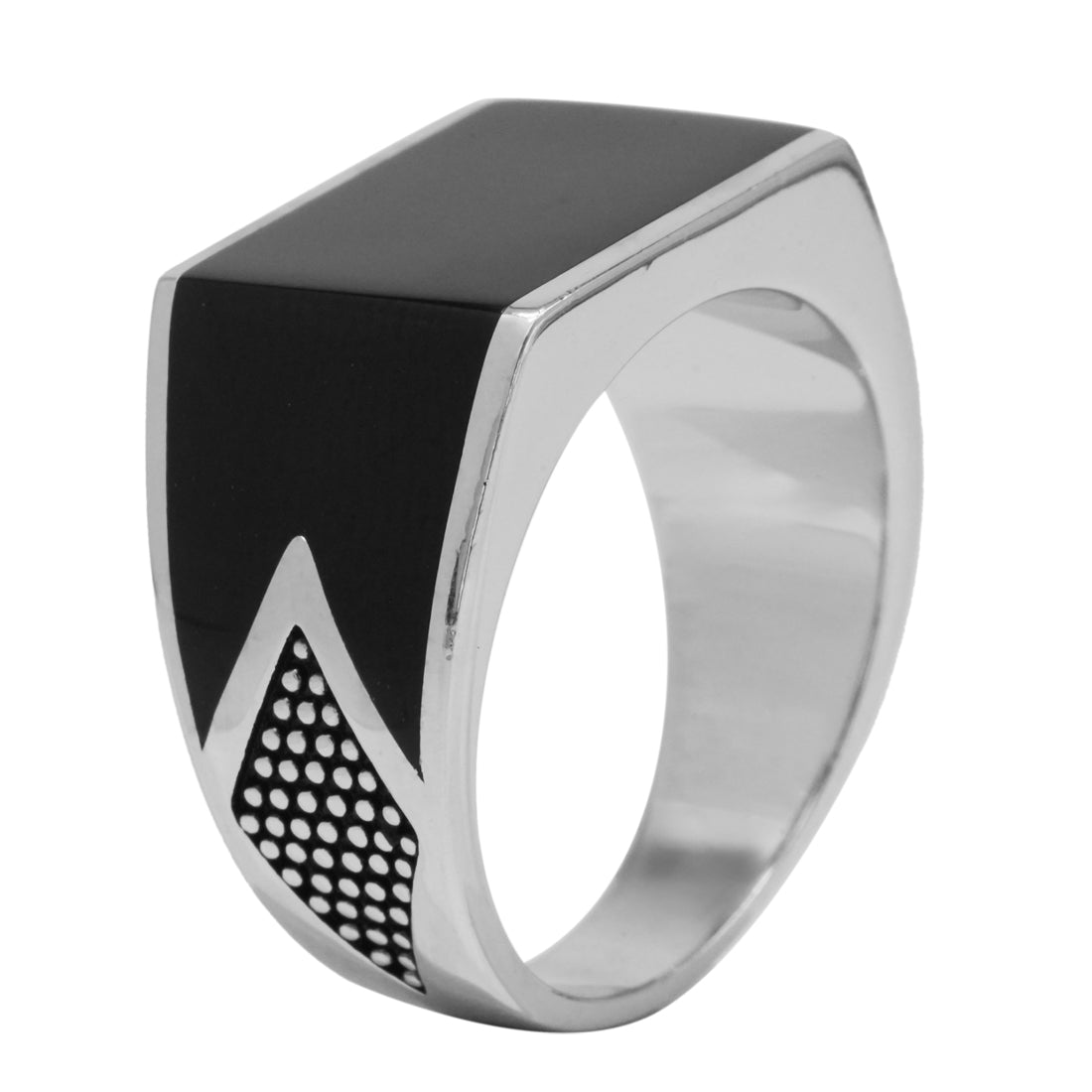 Sterling Silver EterKnight Black Top Statement Ring for Men