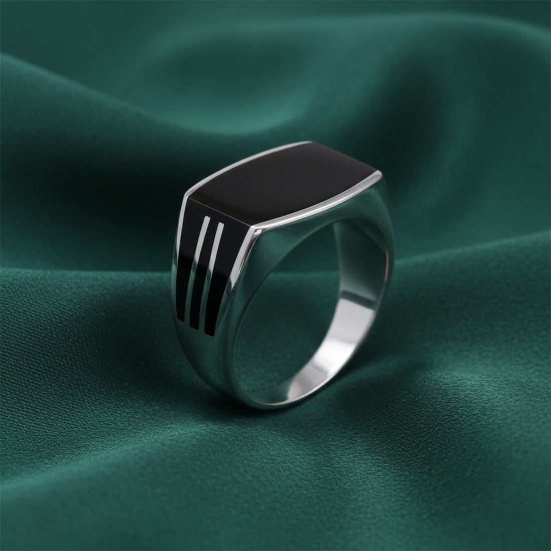Sterling Silver EterKnight Black Stride Ring for Men