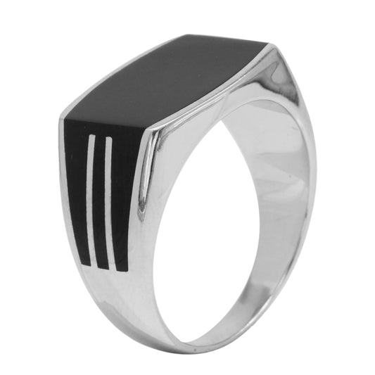 Sterling Silver EterKnight Noir Stride Ring for Men