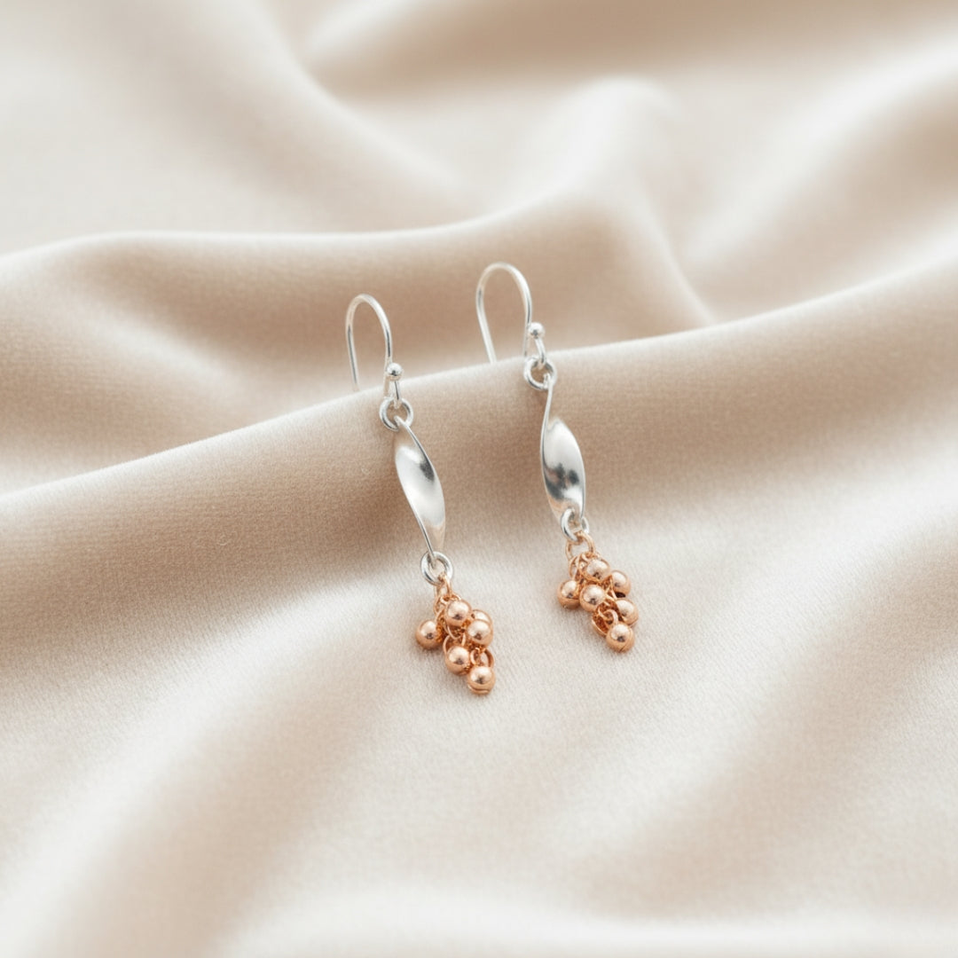 925 Sterling Silver Dual Tone Twisted Earrings for Women & Girls