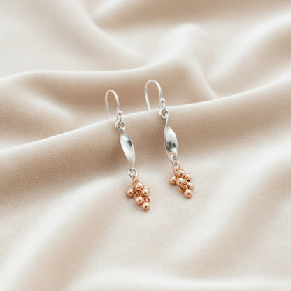 925 Sterling Silver Dual Tone Twisted Earrings for Women & Girls