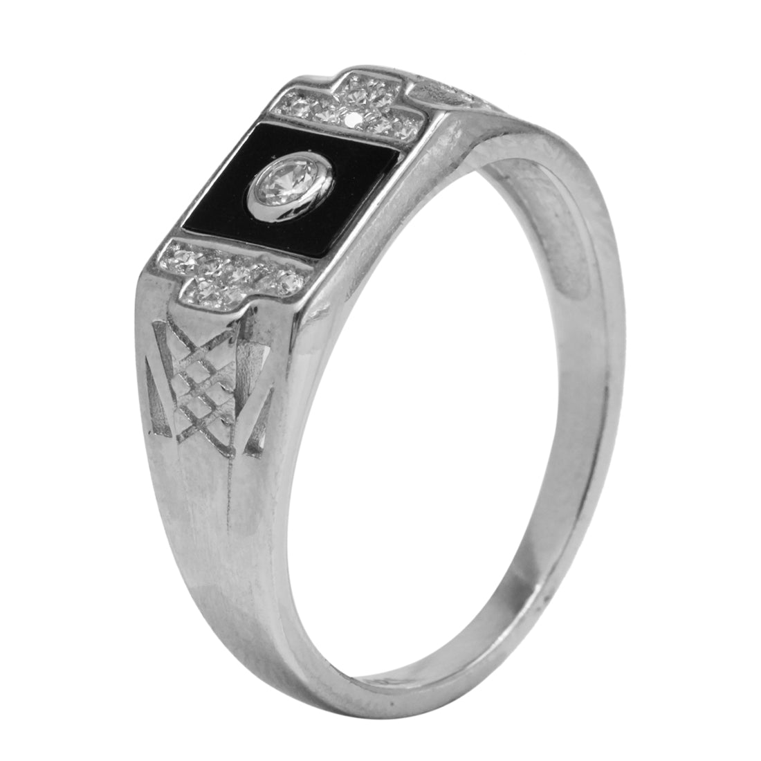 Sterling Silver EterKnight Black Square Ring for Men