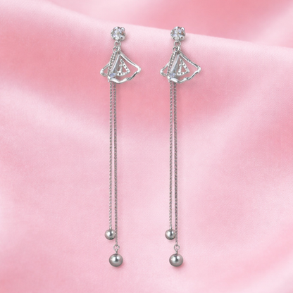 Sterling Silver Love chain drop Earrings For Women and Girls