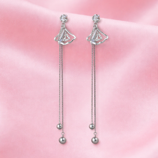 Sterling Silver Love chain drop Earrings For Women and Girls