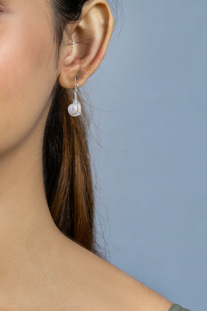 Sterling Silver Leafy Pearl Earrings For Women and Girls