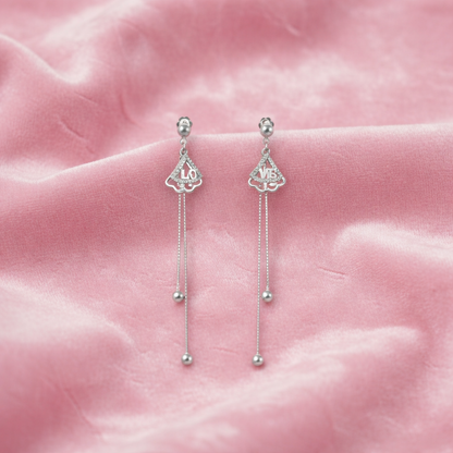 Sterling Silver Love chain drop Earrings For Women and Girls