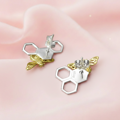 Sterling Silver Cute Bee Stud Earrings for Girls & Women