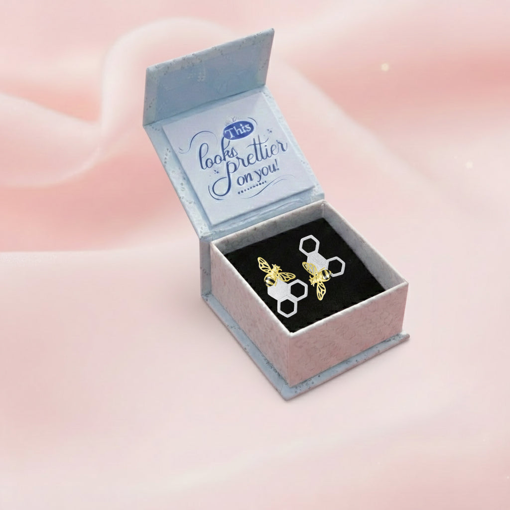 Sterling Silver Cute Bee Stud Earrings for Girls & Women