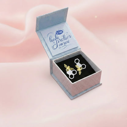 Sterling Silver Cute Bee Stud Earrings for Girls & Women