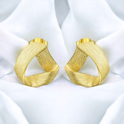 Gold Plated Sterling Silver Fold Over Earring For Women & Girls