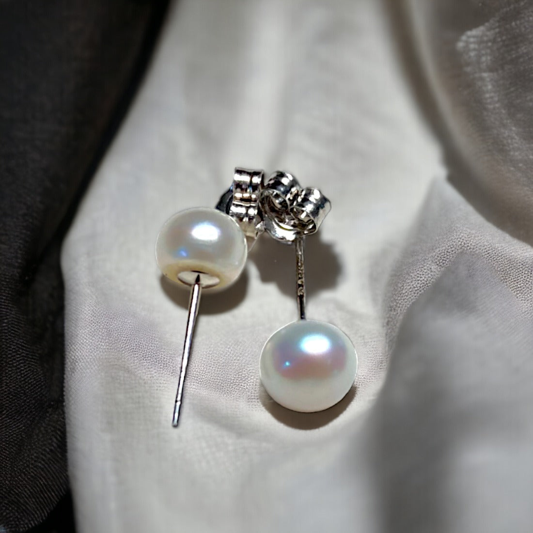 White Pearl Stud Earrings