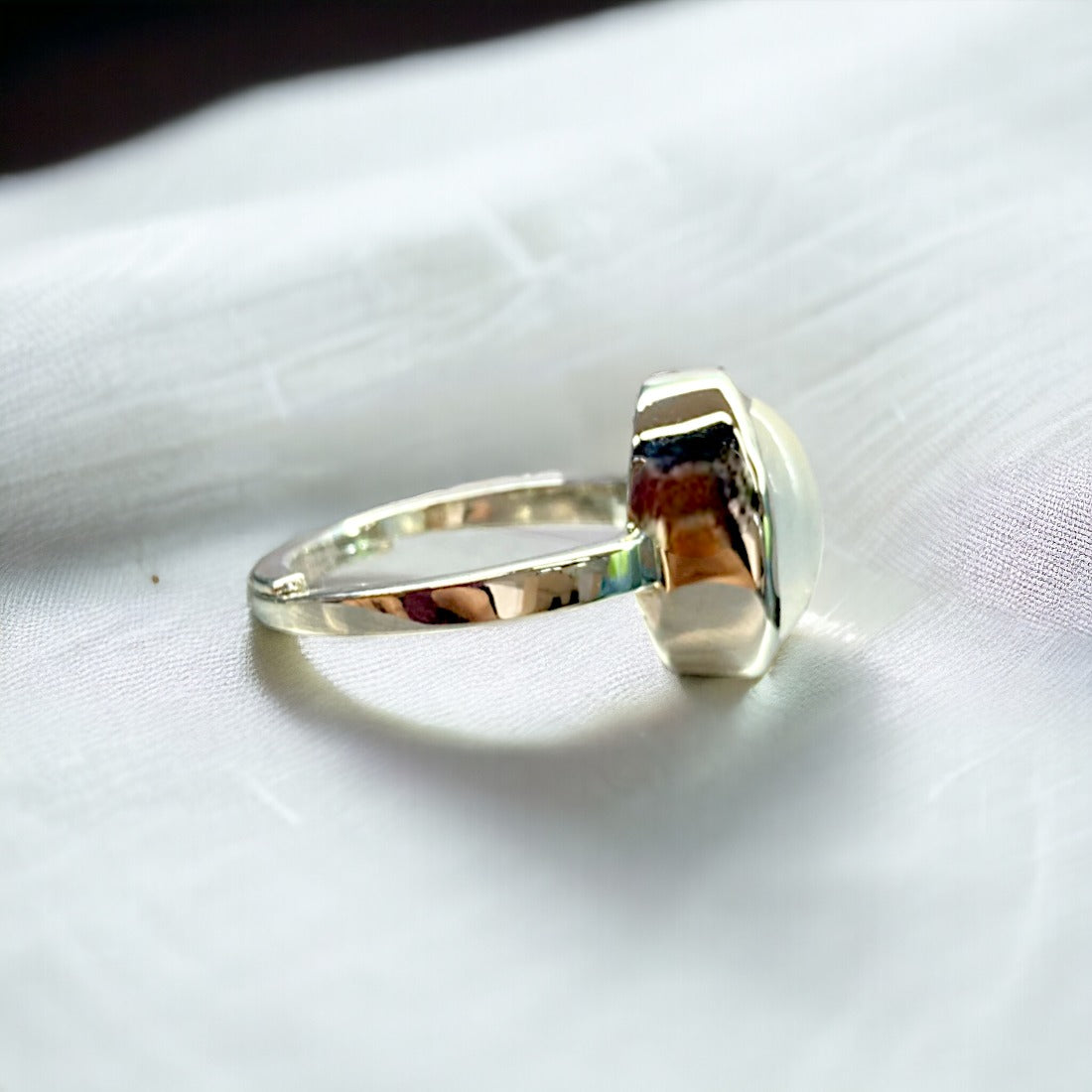Certified Moonstone Silver Adjustable Ring for Men & Women (Grade-B)