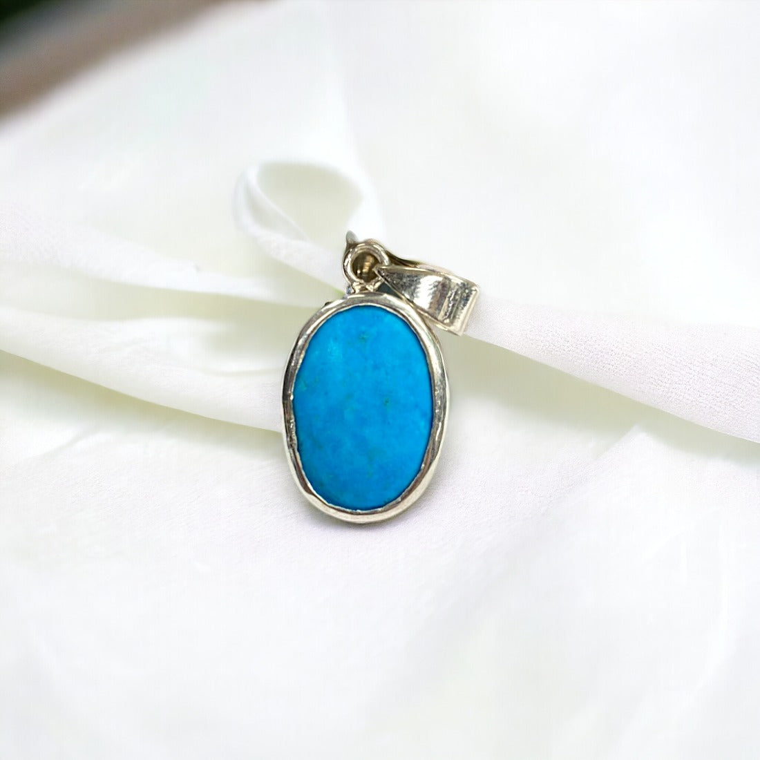 925 Sterling Silver Firoza (Turquoise) Pendant for Men & Women with Certified Natural Gemstone