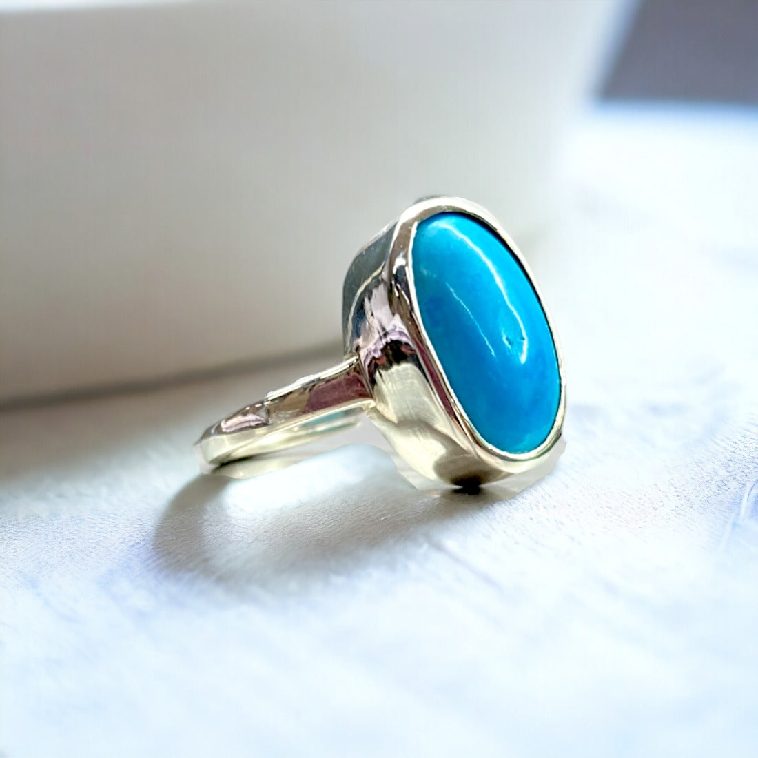 925 Sterling Silver Adjustable Firoza (Turquoise) Rings for Men & Women with Certified Natural Gemstone