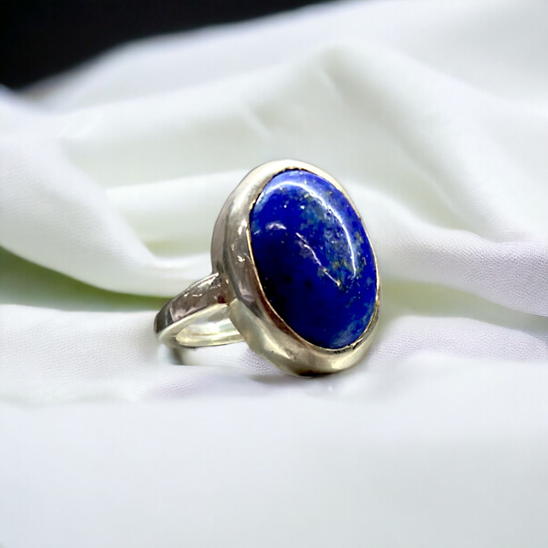 Lapis Lazuli Ring – 925 Sterling Silver with Certified Lapis Stone, Adjustable Statement Jewellery