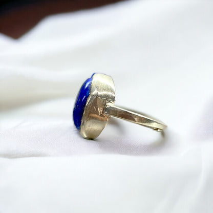 Certified Lapis Lazuli Silver Adjustable Ring for Men & Women (Grade C)