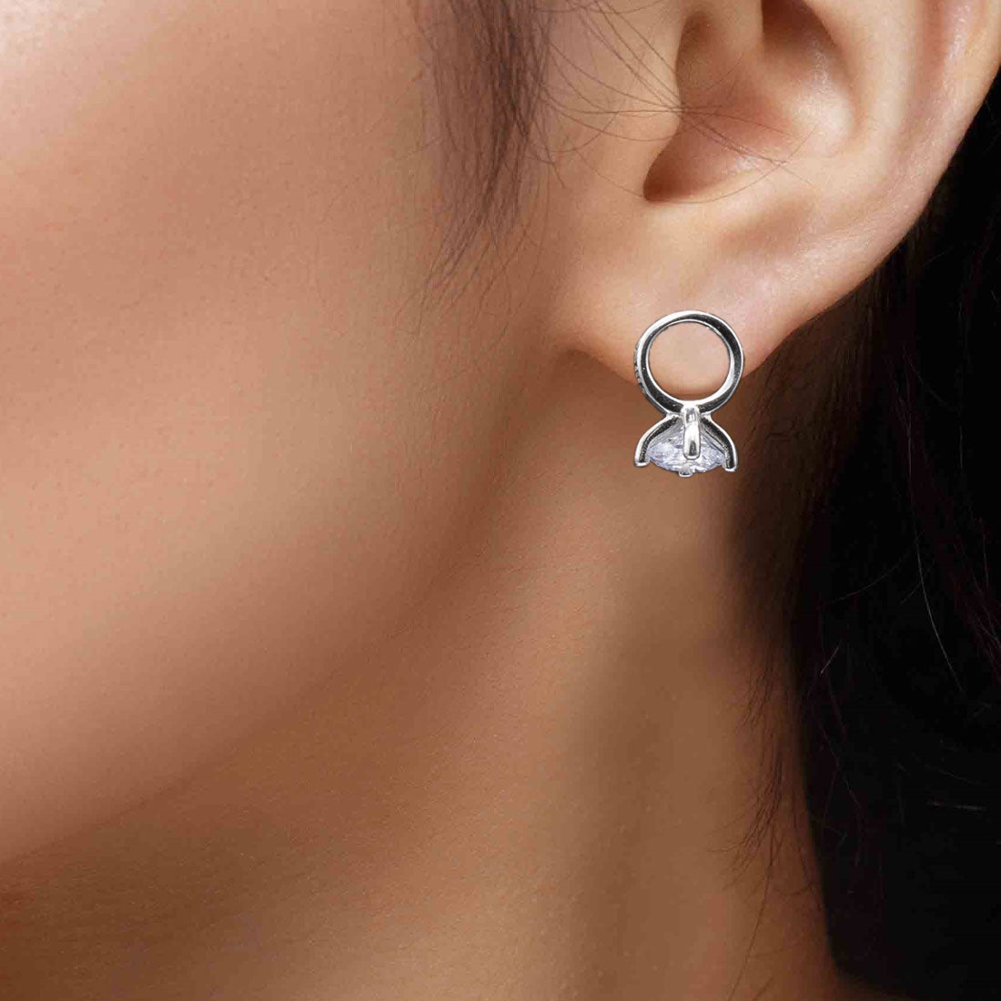 Sterling silver solitaire stud earrings for women and girls