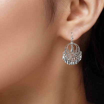 Sterling silver oxidized chandbali earrings for women and girls