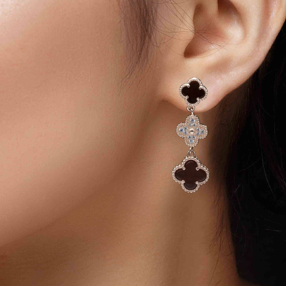 Rosegold Floral motif drop earrings for Women and girls