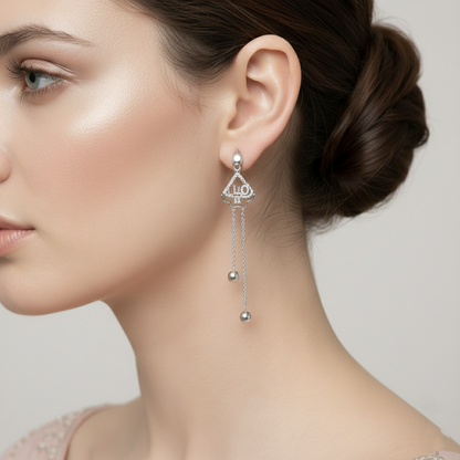 Sterling Silver Love chain drop Earrings For Women and Girls