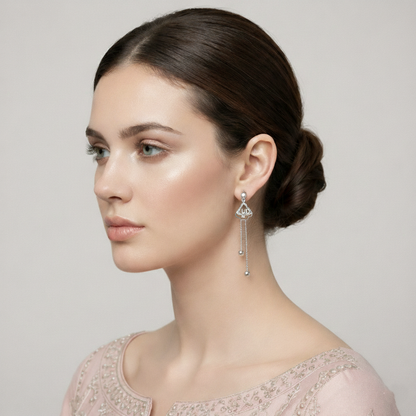 Sterling Silver Love chain drop Earrings For Women and Girls