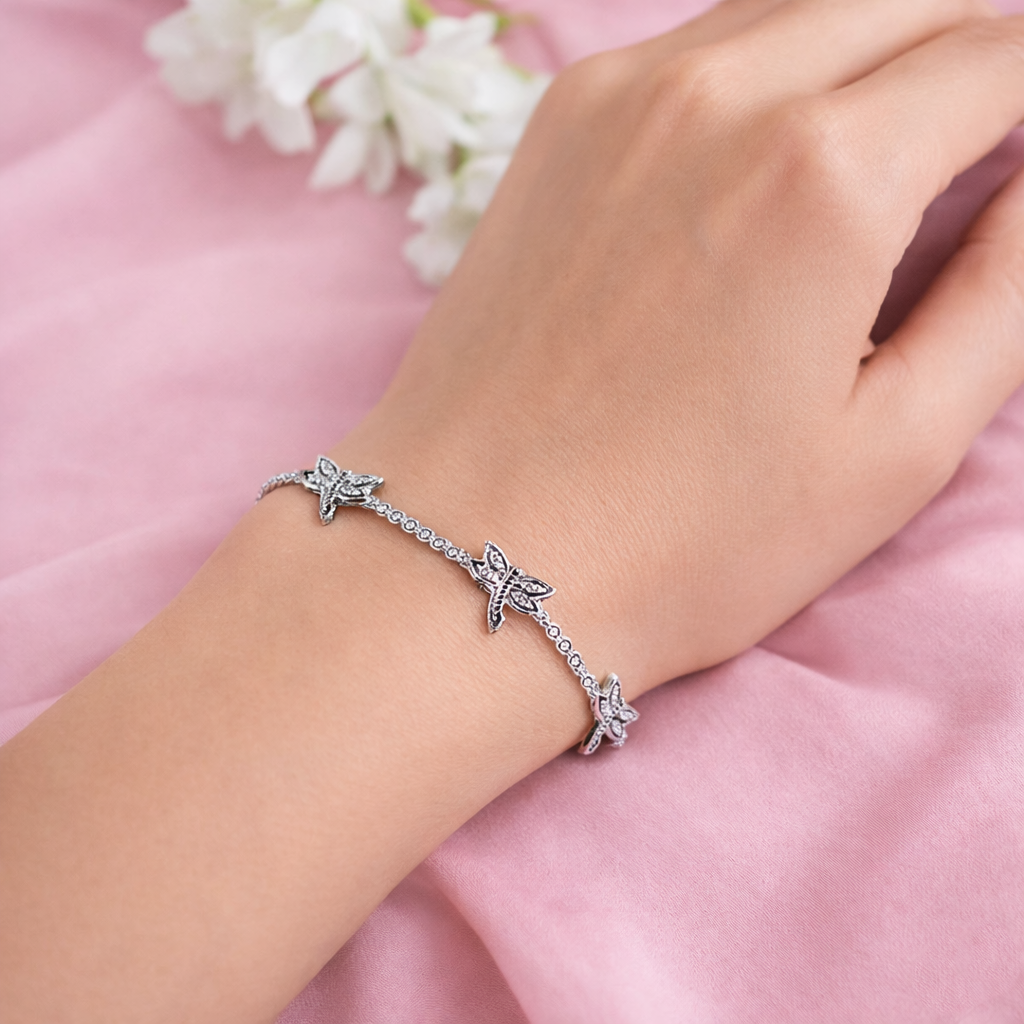 Aeris Dragonfly Sterling Silver Link Bracelet for Women & Girls