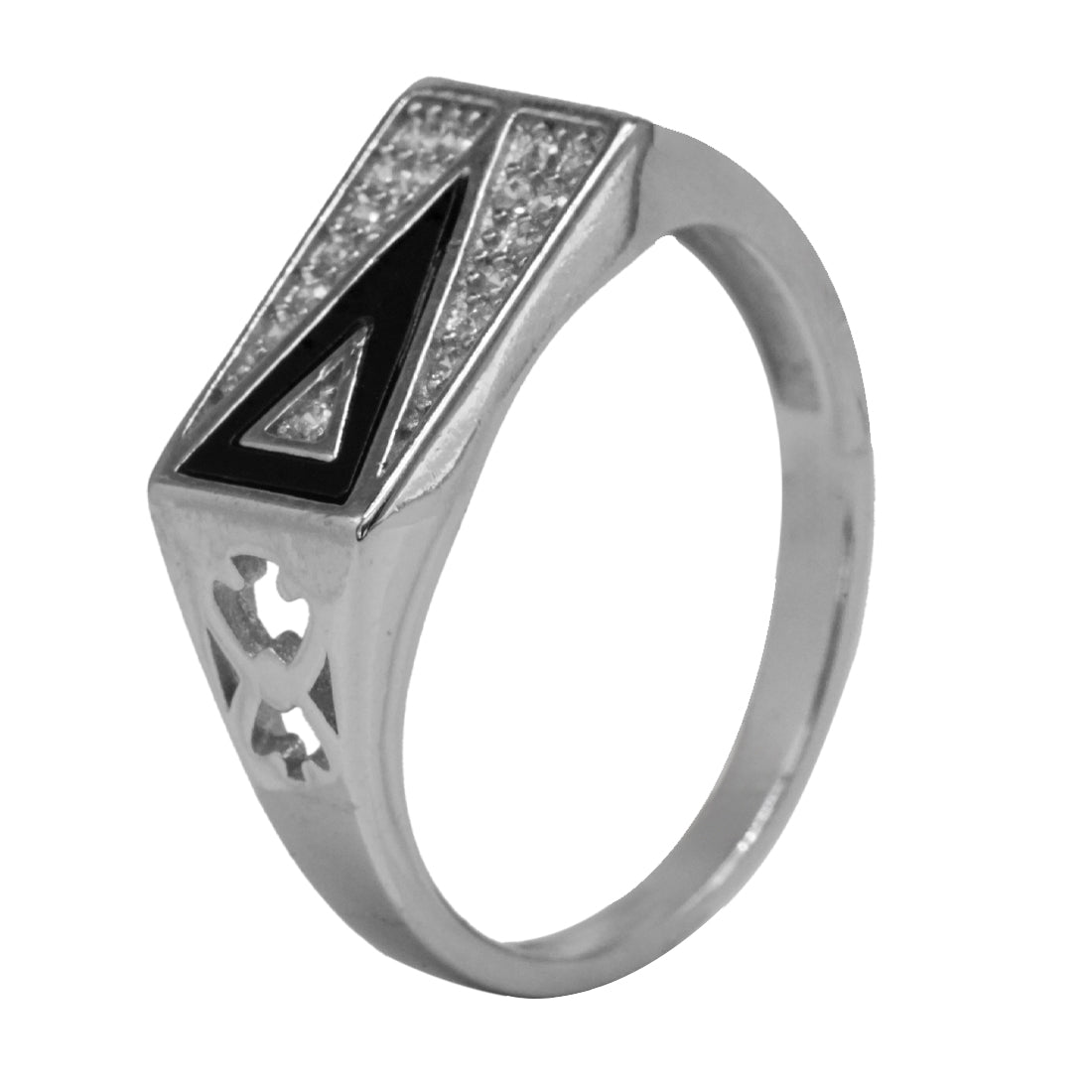 925 Sterling Silver EterKnight Black Tringle Ring for Men