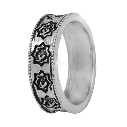 Sterling Silver EterKnight Antique Floral Oxidised Ring for Men