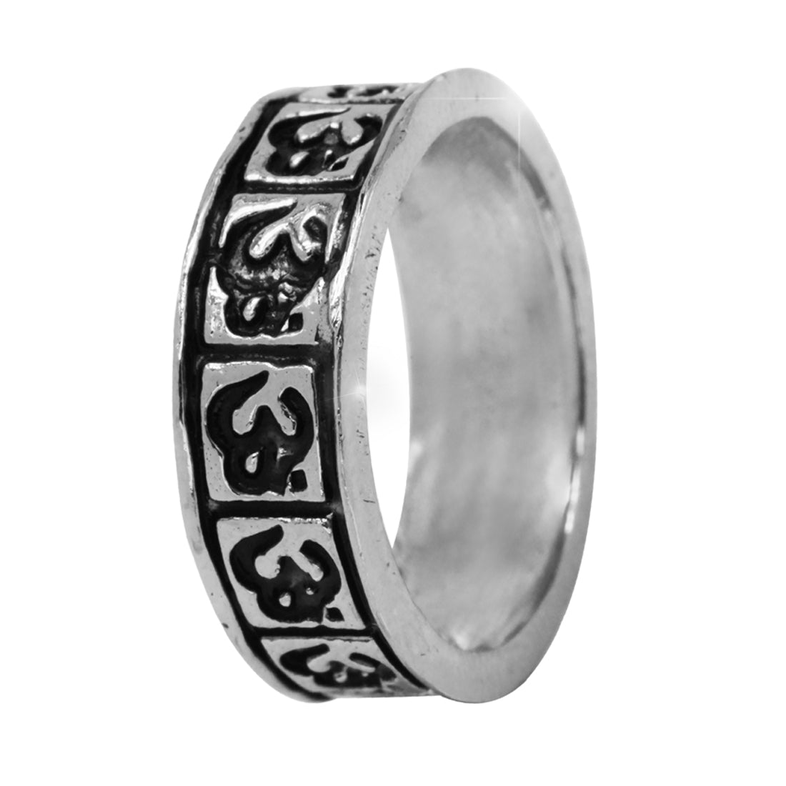 Sterling Silver EterKnight Om Motif Spiritual Ring for Men