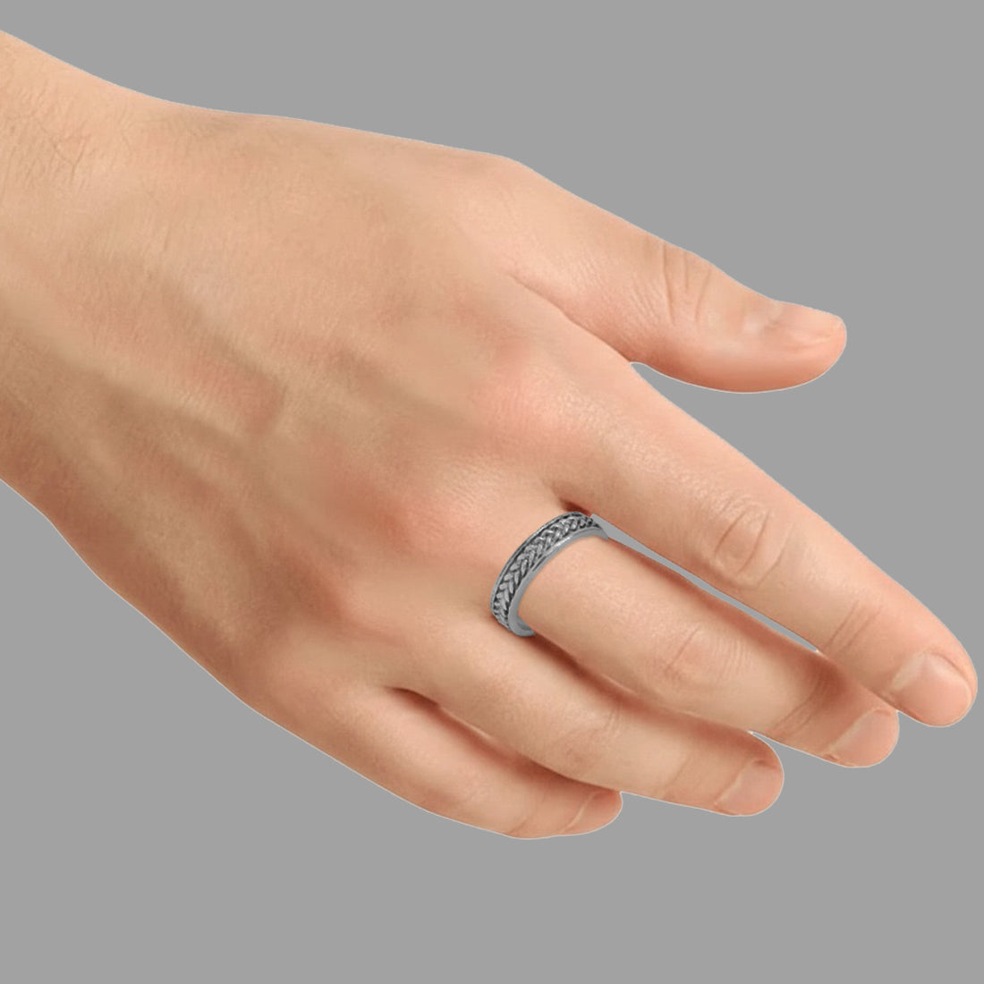 Sterling Silver EterKnight Curb Chain Oxidised Band Ring for Men