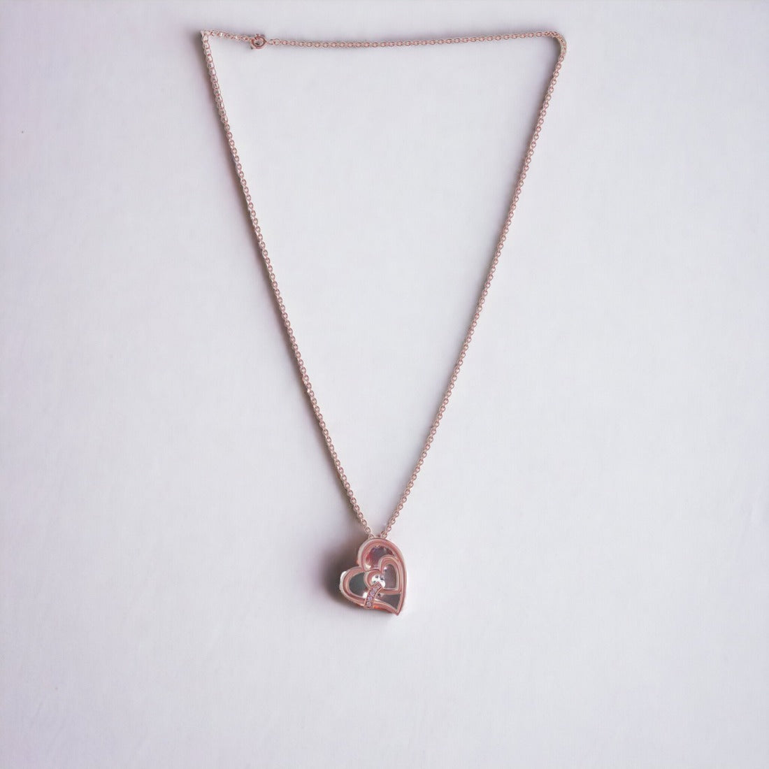 Rosegold Heart Pendant With Chain For Women & Girls