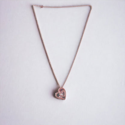 Rosegold Heart Pendant With Chain For Women & Girls
