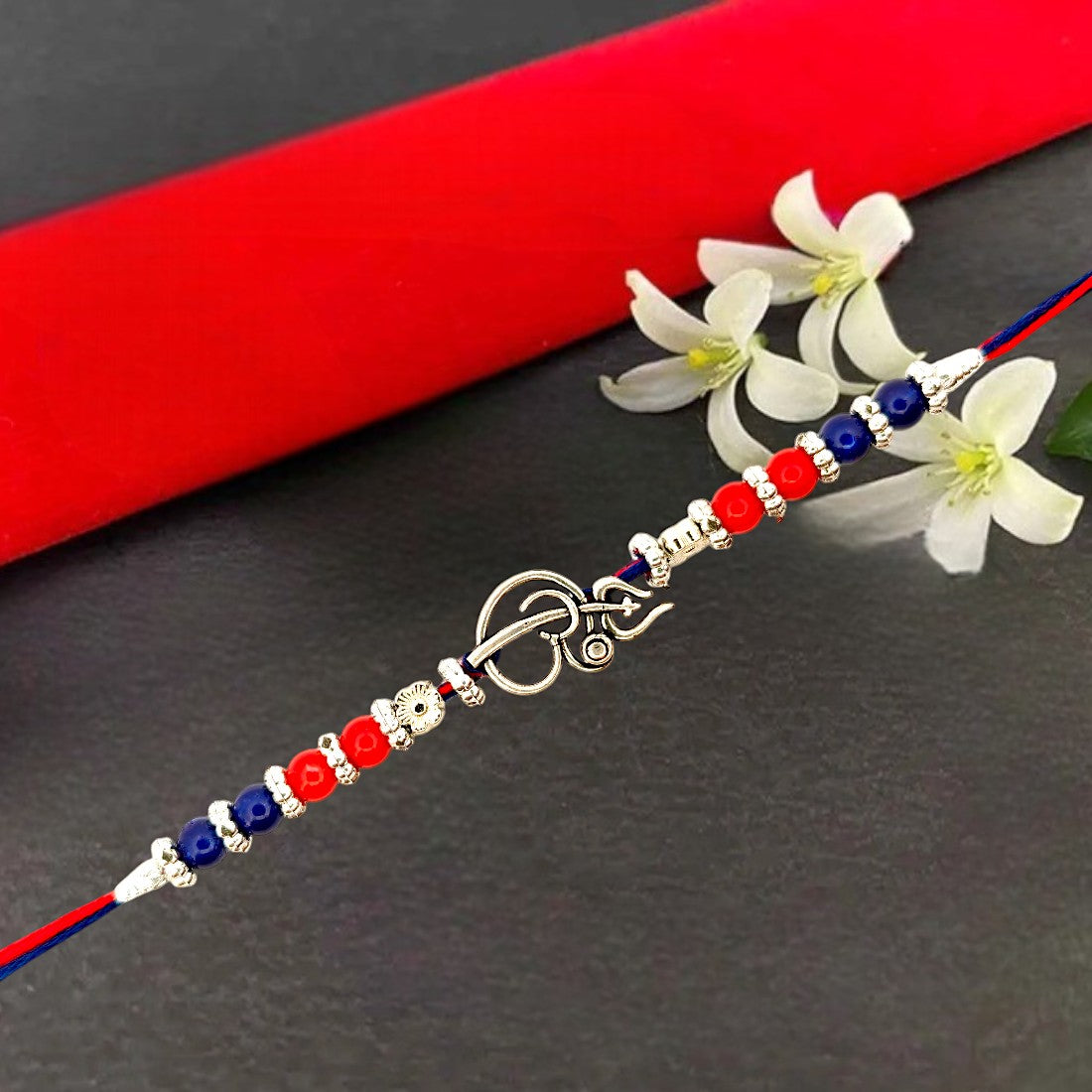 Sterling Silver Oxidized Om three spears Rakhi