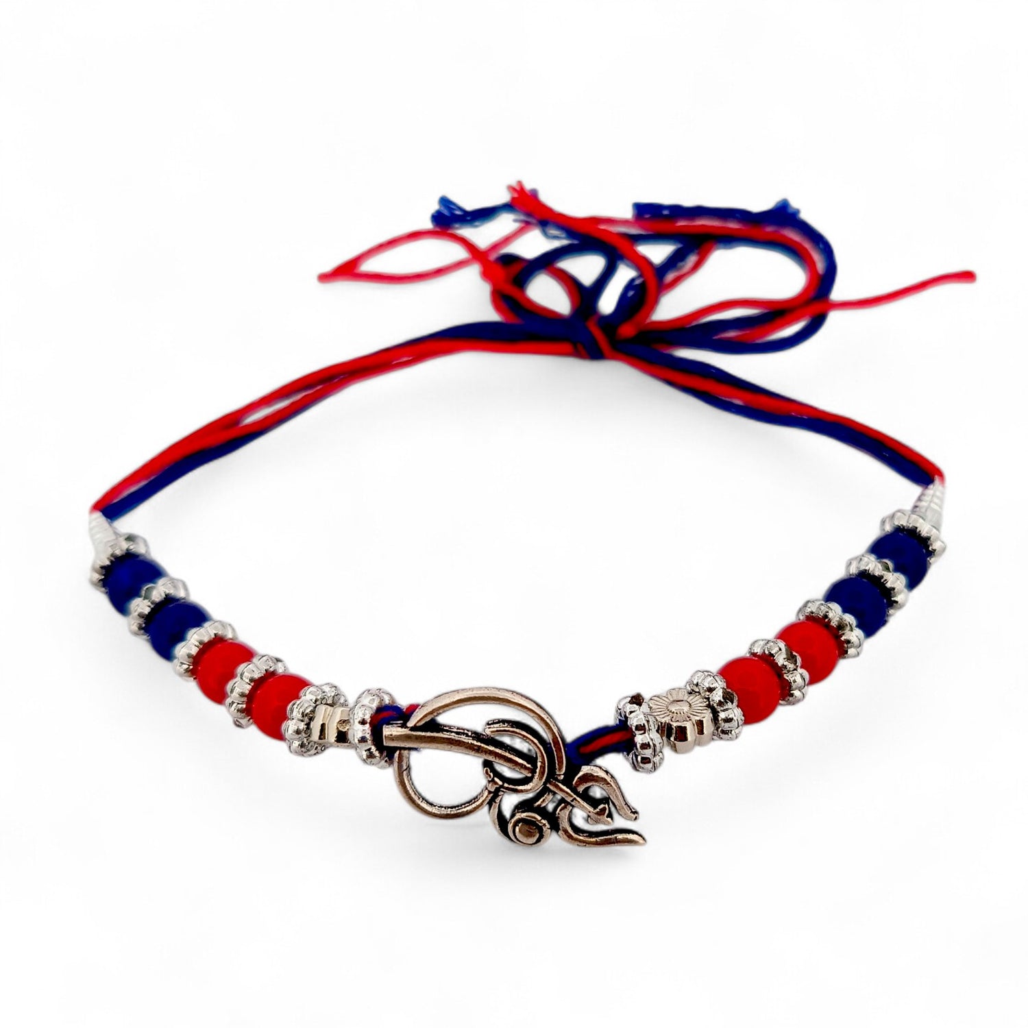 Sterling Silver Oxidized Om three spears Rakhi