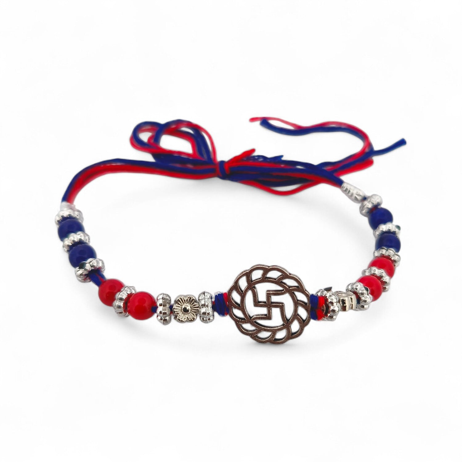 Sterling Silver Oxidized Swastik Rakhi