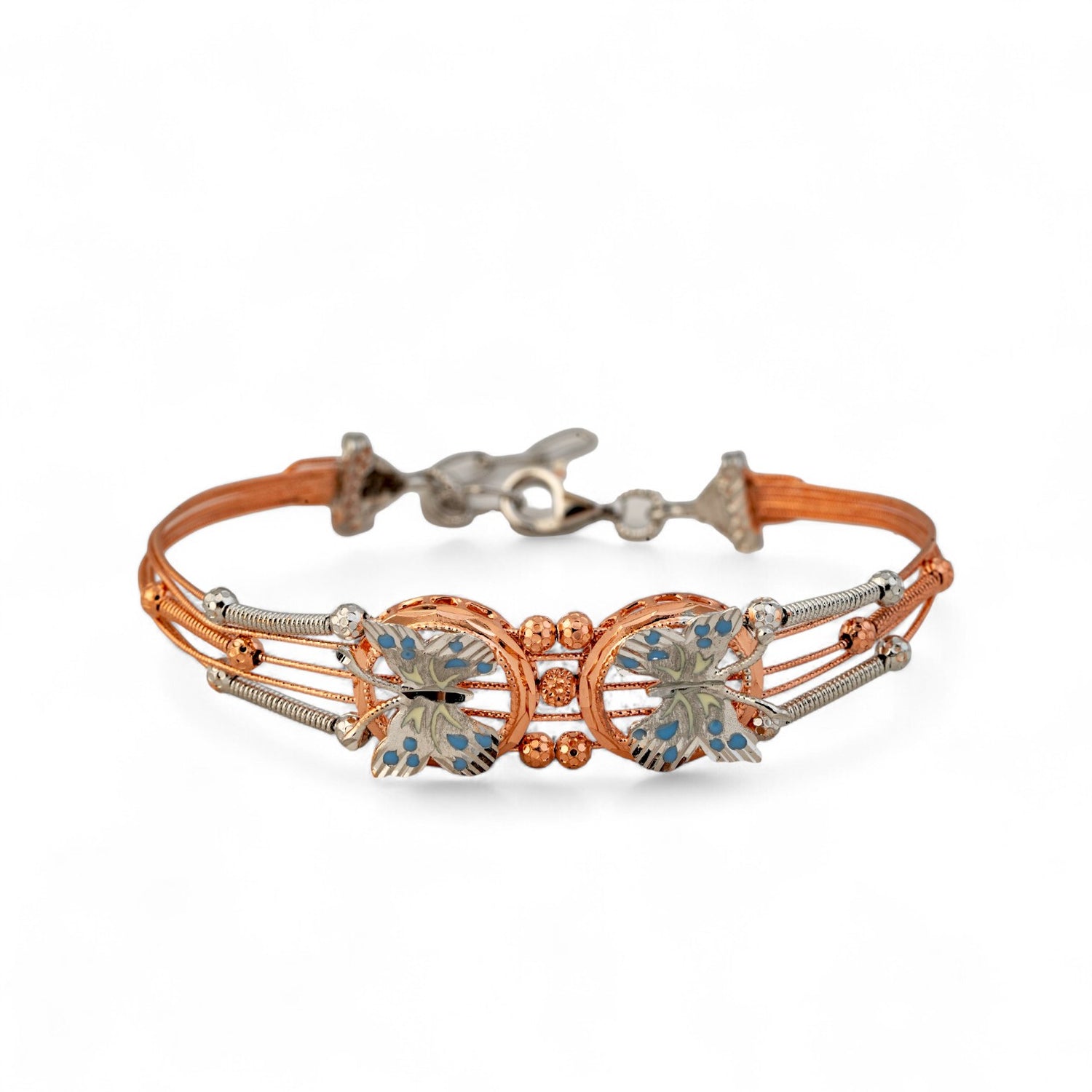 Sterling Silver Rosegold Plated Butterfly String Adjustable Bracelet For Women and Girls