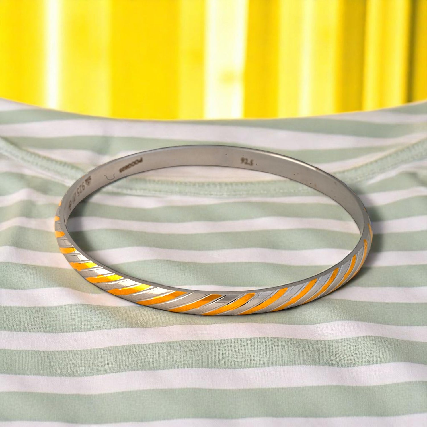Sterling Silver Dual tone Kada Bracelet For Mens and Boys
