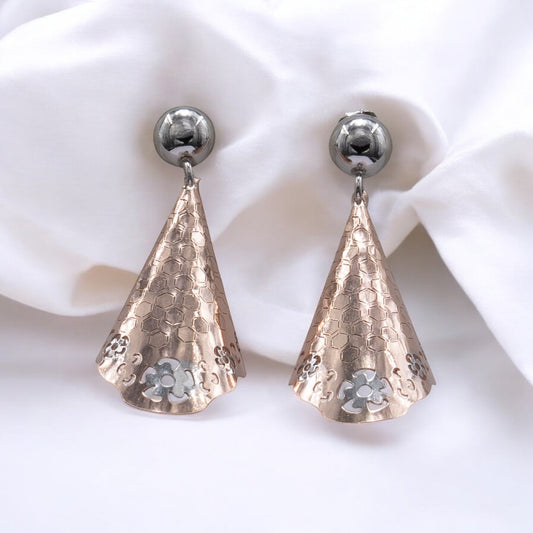 Rosegold silver triangle drop earrings for women and girls